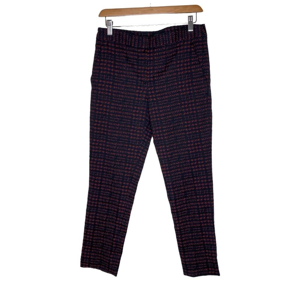 Theory Easy Slim Leg Houndstooth‎ Print Trousers Stretch Women's Size 2